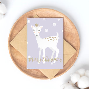 Cute Deer - Lilac Christmas Postcard