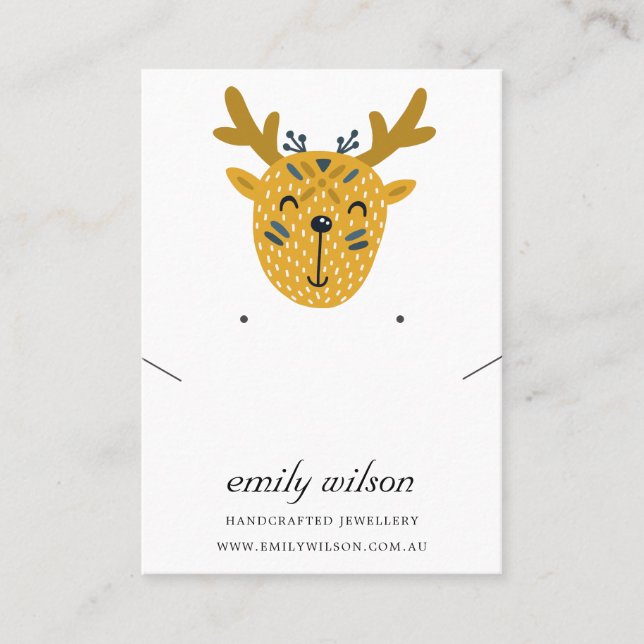 CUTE DEER LITTLE EXPLORER NECKLACE EARRING DISPLAY BUSINESS CARD (Front)