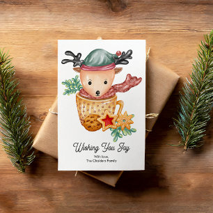 Cute Deer Mug Christmas  Holiday Card