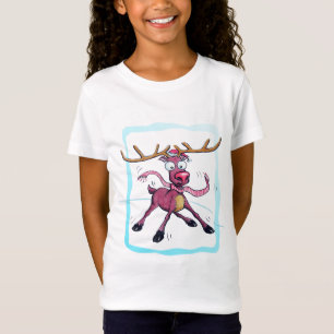 Cute Deer on ice Funny Christmas holidays Cartoon T-Shirt