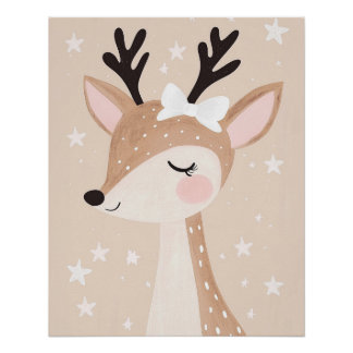 Cute Deer Print, Children's Nursery Poster