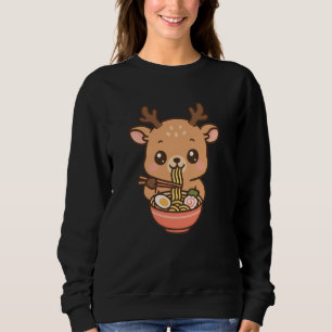 Cute Deer Ramen Lover Kawaii Illustration Sweatshirt