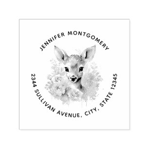 Cute Deer Surrounded By Roses Address Self-inking Stamp