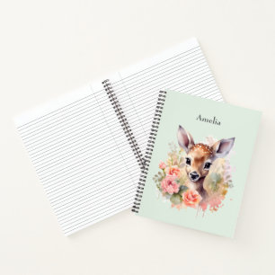 Cute Deer Surrounded By Roses Notebook