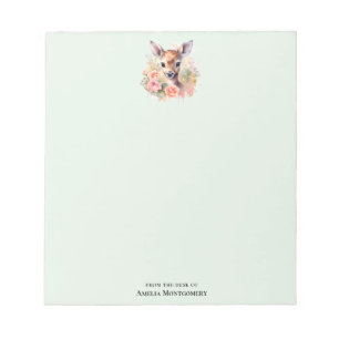Cute Deer Surrounded By Roses Notepad
