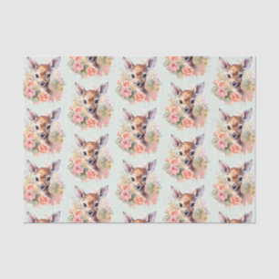 Cute Deer Surrounded By Roses Pattern Tissue Paper