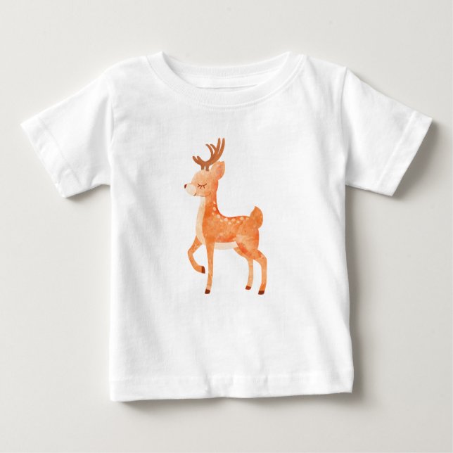 Cute deer watercolor baby T-Shirt (Front)