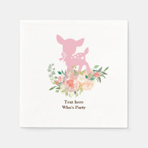 cute deer, watercolour flower, floral Paper Plate  Napkin