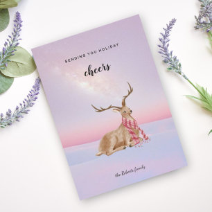 Cute deer winter snow dunes merry Christmas Holiday Card