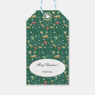 Cute deer with Christmas trees and snowflakes Gift Tags