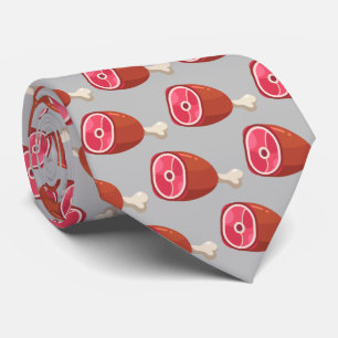 Cute deli ham tiled food tie