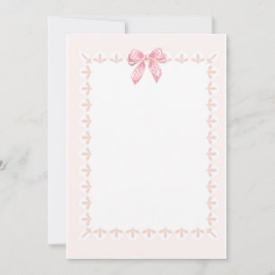 Cute Delicate Pink Frame with a Bow Stationery Thank You Card