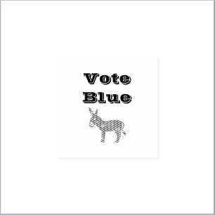 Cute Democratic Donkey & Hearts VOTE BLUE  Rubber Stamp
