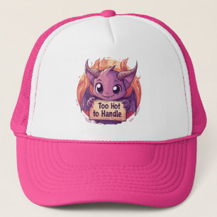 Cute Demon Holding a "Too Hot to Handle" Sign Trucker Hat