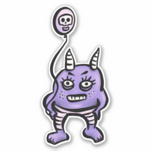 Cute Demon Purple Cartoon Horror Character