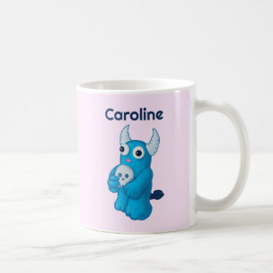 Cute Demon Skull Halloween Cartoon Character Name Coffee Mug