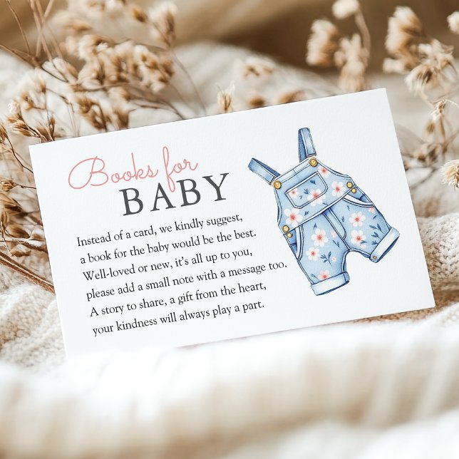 Cute Denim Blue Jean Girl Books For Baby Enclosure Card (Creator Uploaded)
