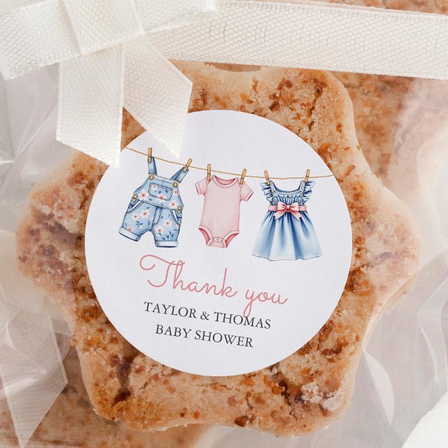 Cute Denim Blue Jean Girl Thank You Classic Round Sticker (Creator Uploaded)