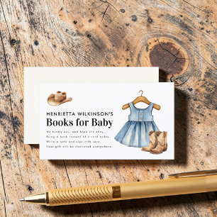 Cute Denim Dress Boots Cowboy Hat Baby Shower  Enclosure Card
