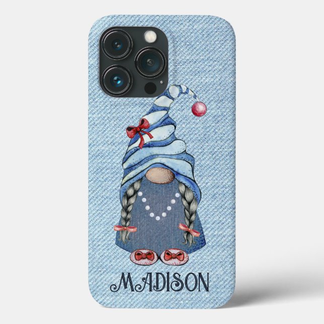 Cute Denim Gnome Girl Case-Mate iPhone Case (Back)