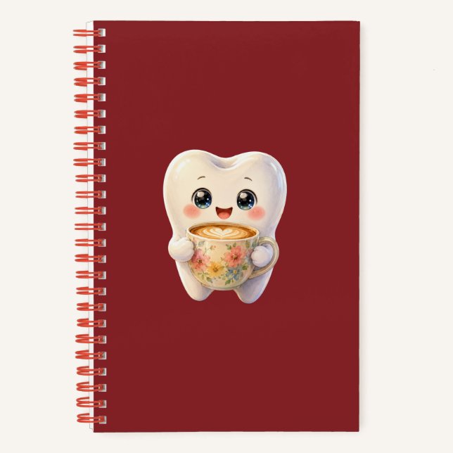 Cute Dental Coffee Lover Kawaii Character  Notebook (Front)
