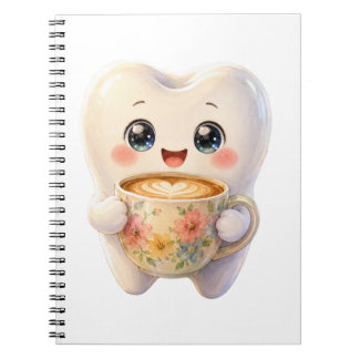Cute Dental Coffee Lover Kawaii Character Notebook