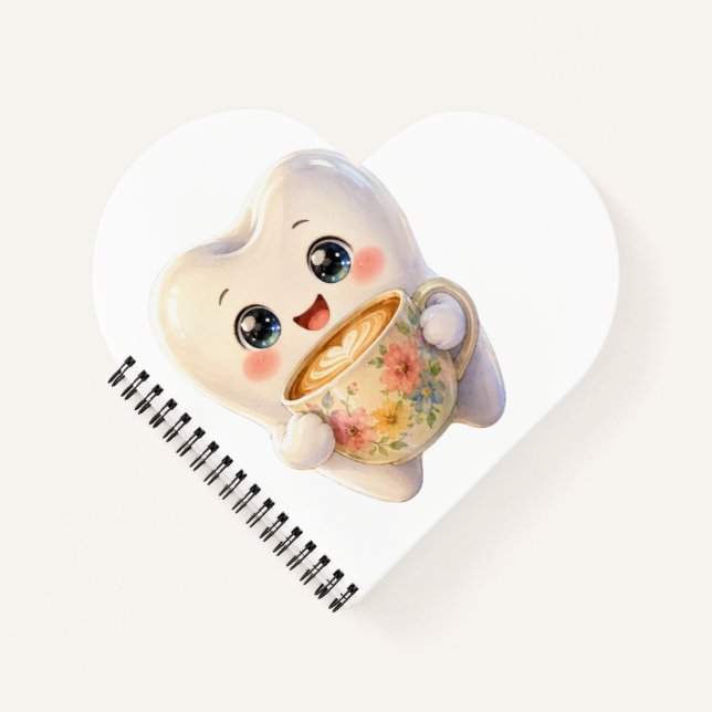 Cute Dental Coffee Lover Kawaii Character Notebook (Front)