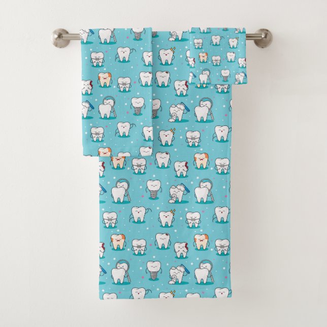Cute Dental Pattern Bath Towel Set (Insitu)