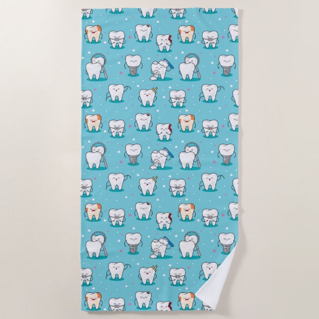 Cute Dental Pattern Beach Towel (Front)