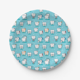 Cute Dental Pattern Paper Plate