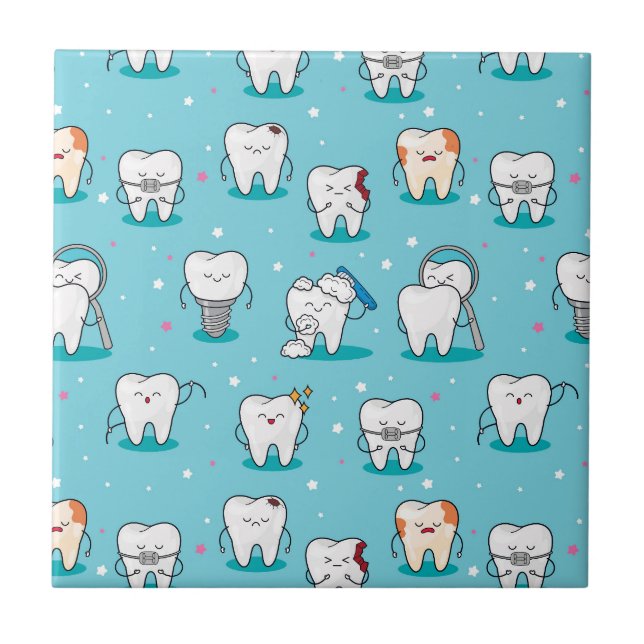 Cute Dental Pattern Tile (Front)