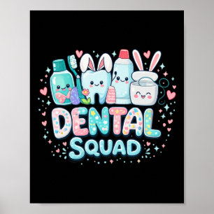 Cute Dental Squad Easter Bunny Tooth Design Dental Poster