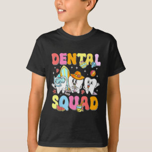 Cute Dental Squad Tooth Surfboard Palm Trees Summe T-Shirt