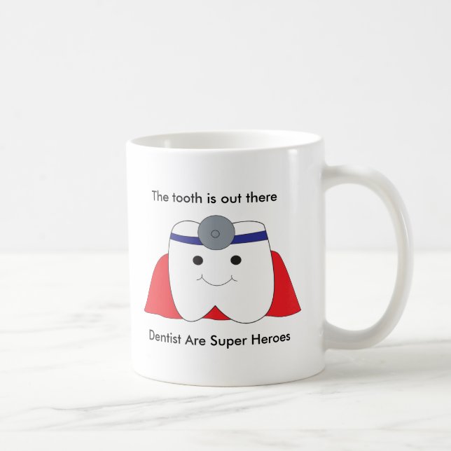 Cute Dentist Are Super Heroes Tooth Personalise Coffee Mug (Right)