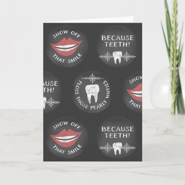 Cute Dentist Pattern - Funny Dental Hygienist Card (Front)
