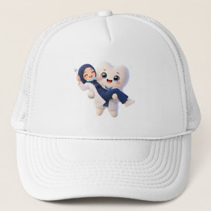 Cute Dentist Tooth Mascot Character Trucker Hat