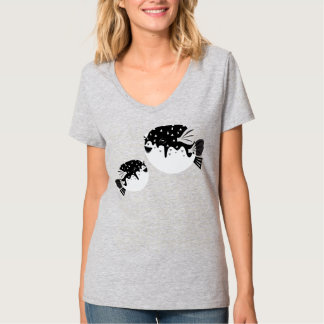 Cute Derpy Pufferfish Illustration T-Shirt