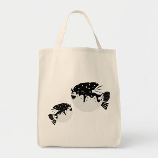 Cute Derpy Pufferfish Illustration T-Shirt Tote Bag