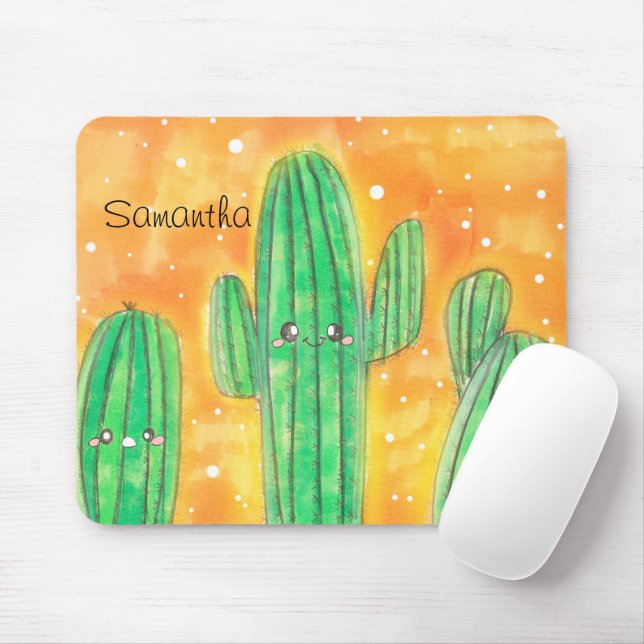 Cute Desert Cactus Mouse Pad (With Mouse)