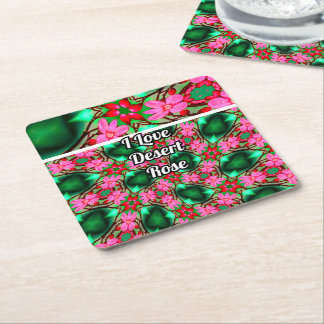 Cute Desert Rose Pattern Square Paper Coaster