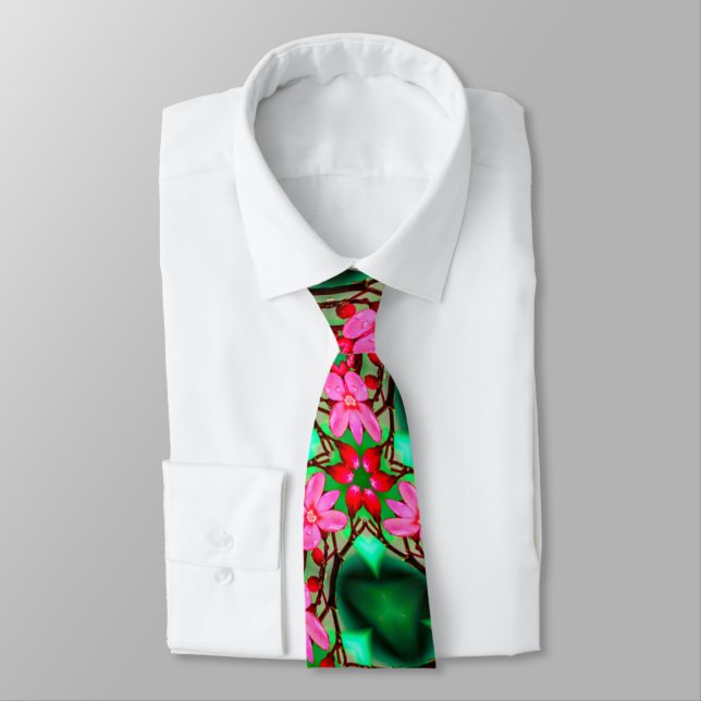 Cute Desert Rose Pattern Tie (Tied)