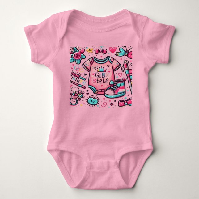 cute design for baby girl baby bodysuit (Front)