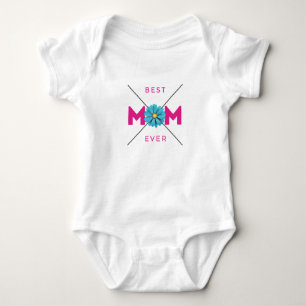 Cute Design Text Best Mum Ever With Heart  Baby Bodysuit