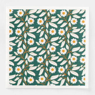 Cute design white flowers and leafs napkin