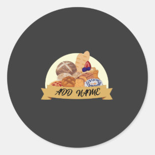 Cute dessert Bread baking bakery custom name Classic Round Sticker