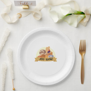 Cute dessert Bread baking bakery custom name Paper Plate