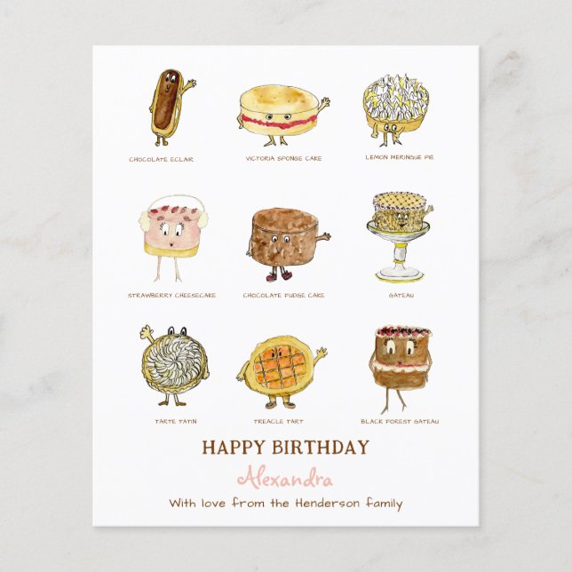cute desserts birthday personalised budget flyer (Front)