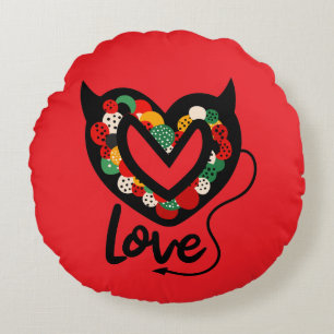 Cute Devilish Love Pillow Round Pillow