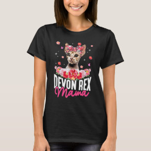 Cute Devon Rex Mama Flower Bandanna Cat   Mother's T-Shirt