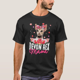 Cute Devon Rex Mama Flower Bandanna Cat  Mother's  T-Shirt